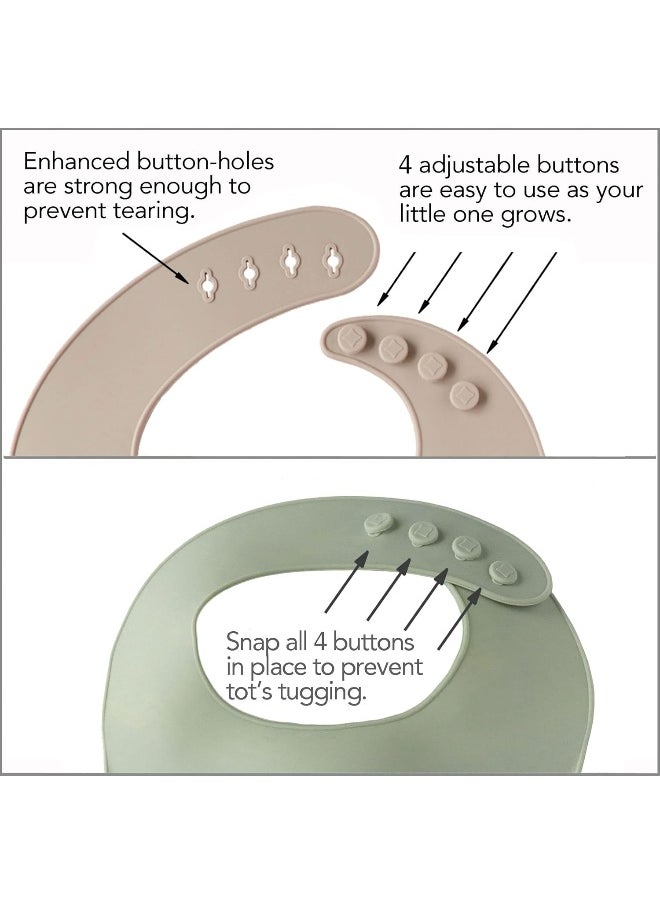 2-Pack Waterproof Silicone Baby Bib Light Weight Comfortable Easy Wipe Clean