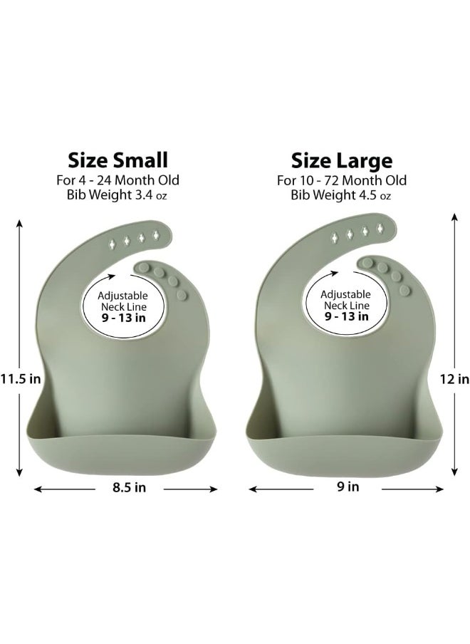 2-Pack Waterproof Silicone Baby Bib Light Weight Comfortable Easy Wipe Clean