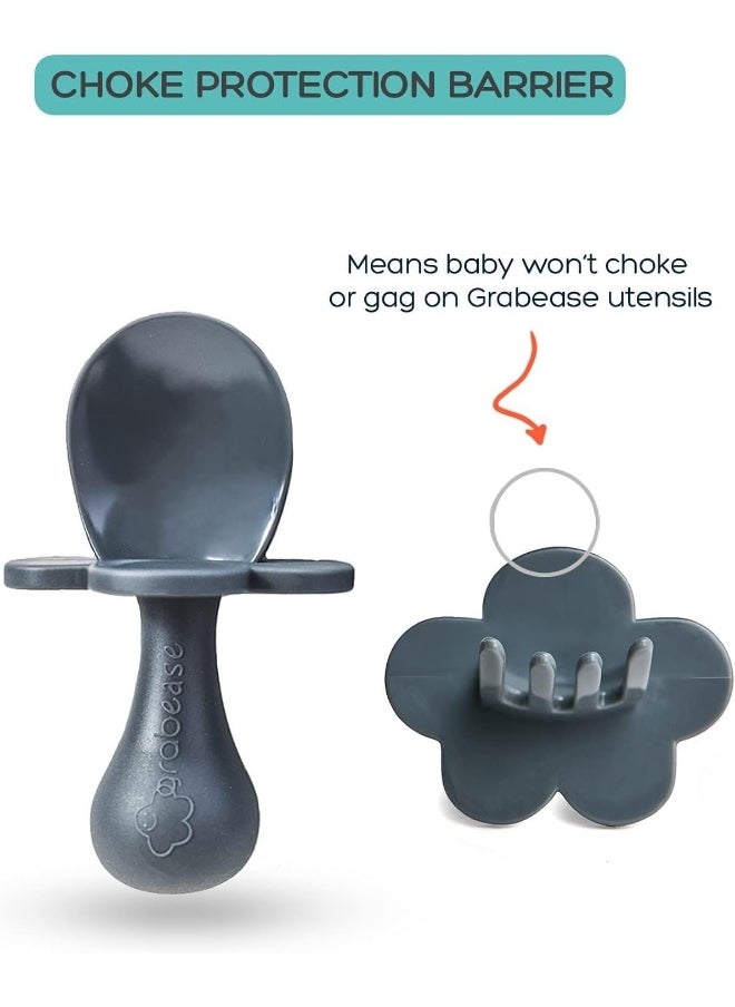 Grabease Toddler Utensils Baby Utensils Baby Forks for Self Feeding, Bpa-Free & Phthalate-Free for Baby & Toddler, 1 Set, Gray