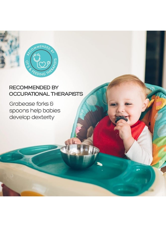 Grabease Toddler Utensils Baby Utensils Baby Forks for Self Feeding, Bpa-Free & Phthalate-Free for Baby & Toddler, 1 Set, Gray