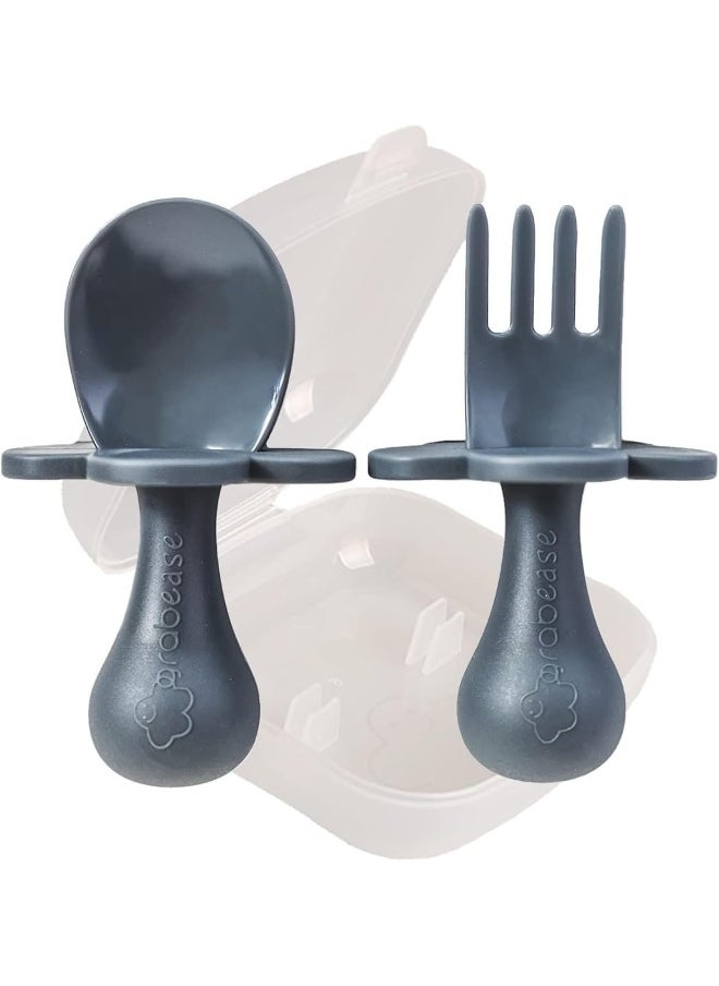 Grabease Toddler Utensils Baby Utensils Baby Forks for Self Feeding, Bpa-Free & Phthalate-Free for Baby & Toddler, 1 Set, Gray