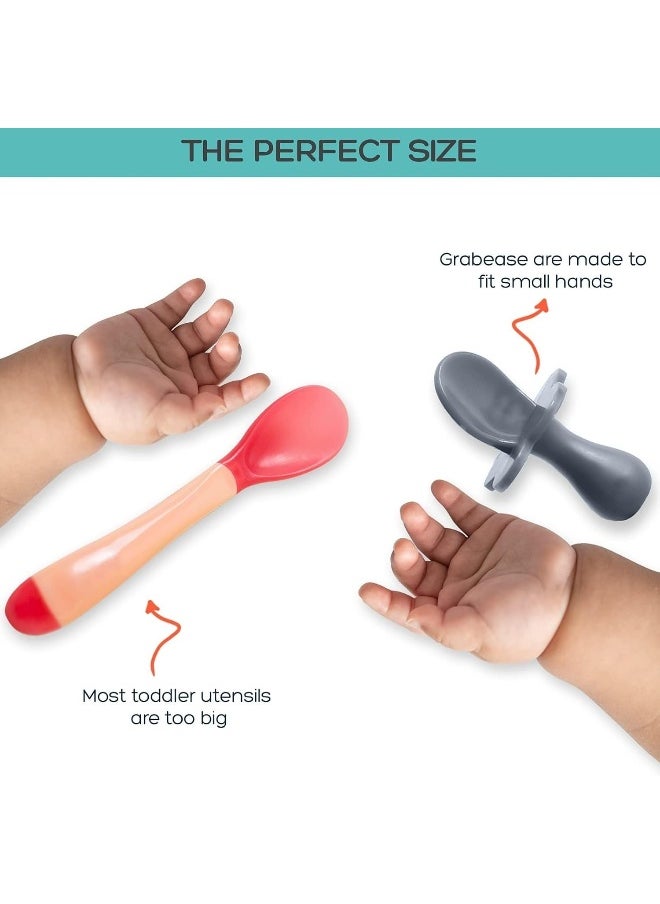 Grabease Toddler Utensils Baby Utensils Baby Forks for Self Feeding, Bpa-Free & Phthalate-Free for Baby & Toddler, 1 Set, Gray