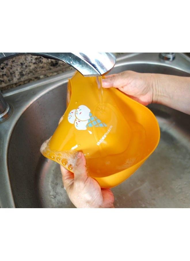2-Pack Waterproof Silicone Baby Bib Light Weight Comfortable Easy Wipe Clean