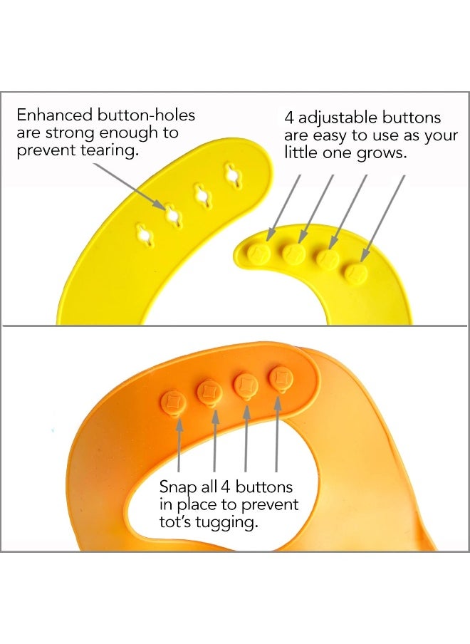 2-Pack Waterproof Silicone Baby Bib Light Weight Comfortable Easy Wipe Clean