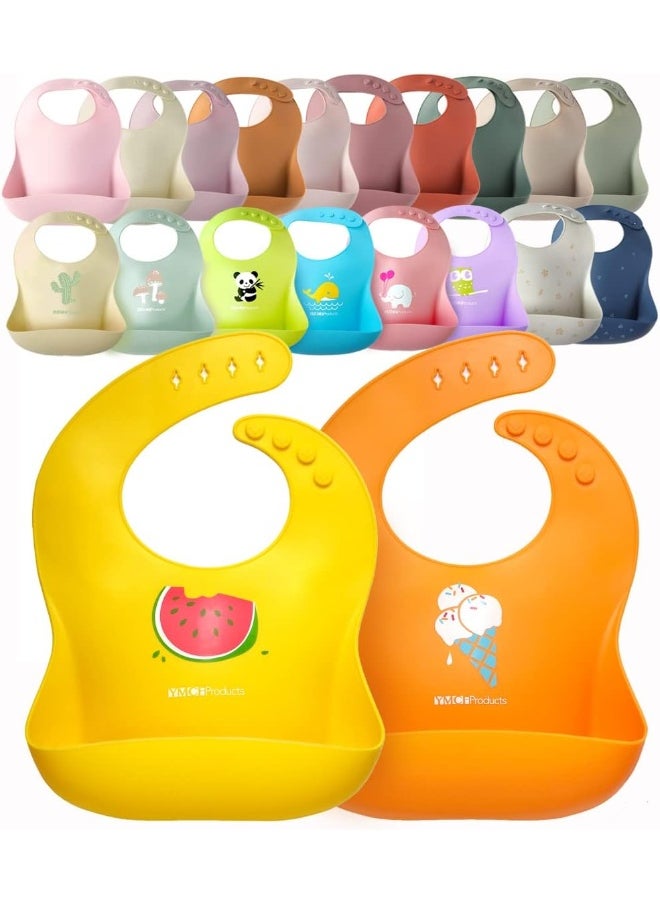 2-Pack Waterproof Silicone Baby Bib Light Weight Comfortable Easy Wipe Clean
