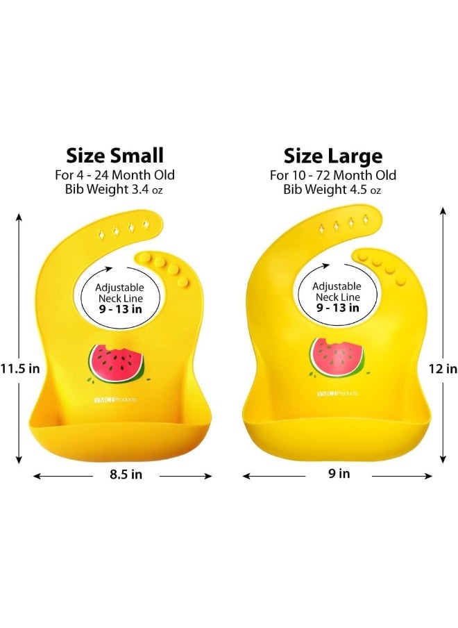 2-Pack Waterproof Silicone Baby Bib Light Weight Comfortable Easy Wipe Clean