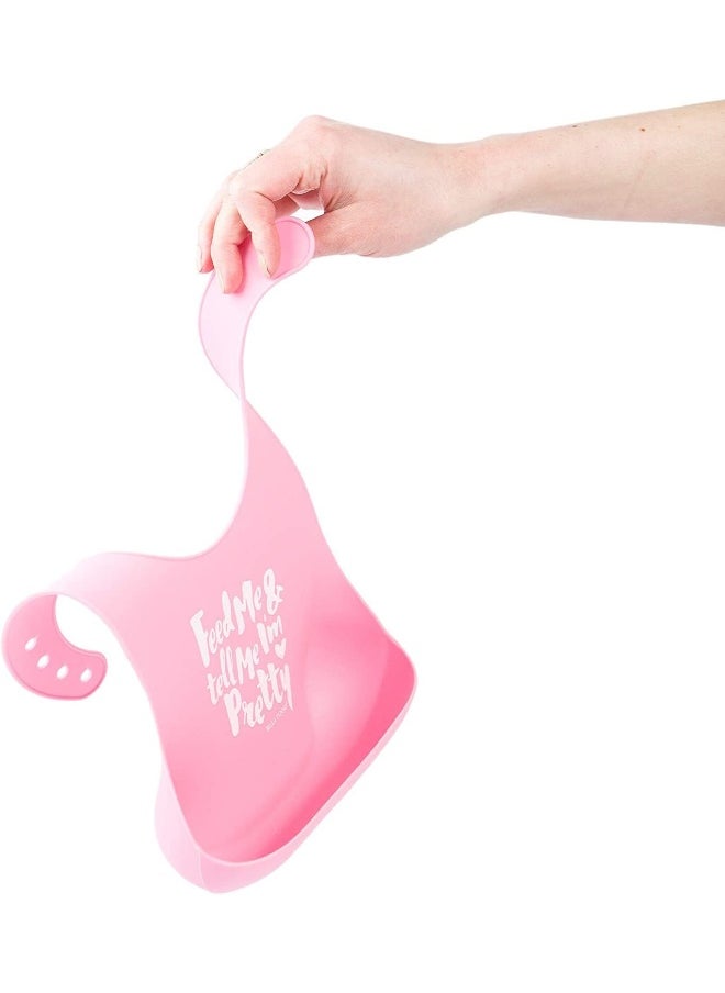 BELLA TUNNO Wonder Bib - Adjustable Silicone Baby Bibs for Girls, Durable and Waterproof BPA Free Silicone, Who Runs The World