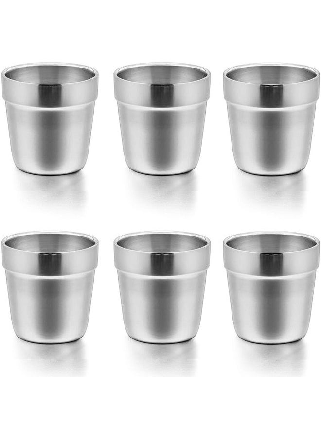 E-far Cups for Toddlers Kids, 6 Ounce Stainless Steel Insulated Tumblers for Children Preschoolers, Training & Transition, Double Wall & Shatterproof, Mirror Polished & Dishwasher Safe - 6 Pack