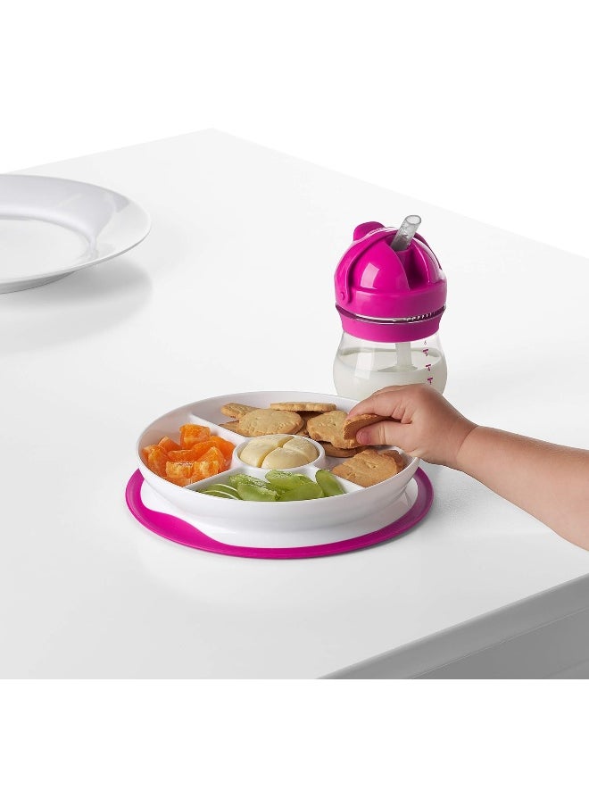 OXO TOT STICK & STAY SUCTION DIVIDED PLATE - PINK