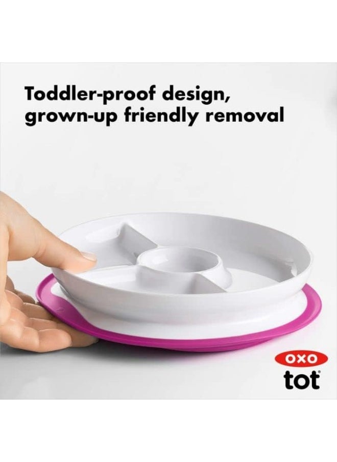 OXO TOT STICK & STAY SUCTION DIVIDED PLATE - PINK