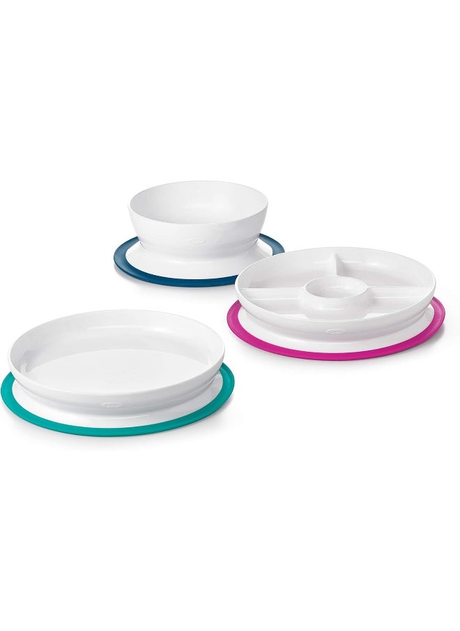 OXO TOT STICK & STAY SUCTION DIVIDED PLATE - PINK