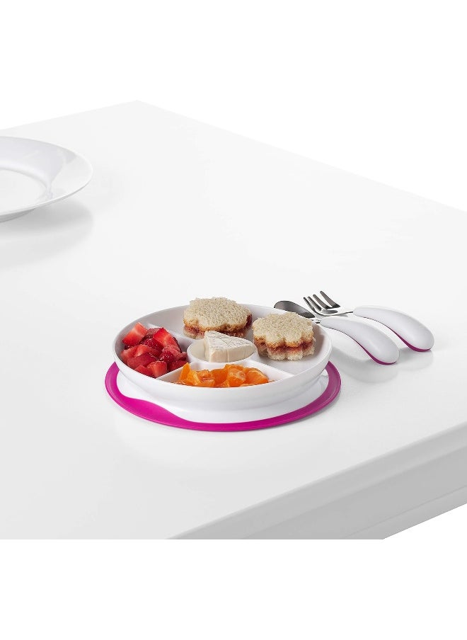 OXO TOT STICK & STAY SUCTION DIVIDED PLATE - PINK