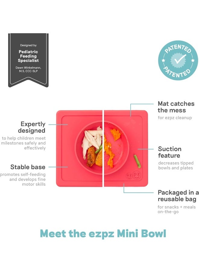 ezpz (Coral) - Mini Bowl - One-Piece Silicone placemat + Bowl
