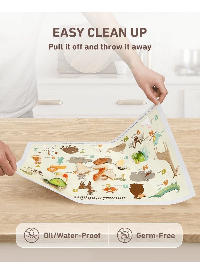 Babebay Disposable Stick-on Placemats 40 Pack for Baby & Kids, Restaurant Table Mats 12