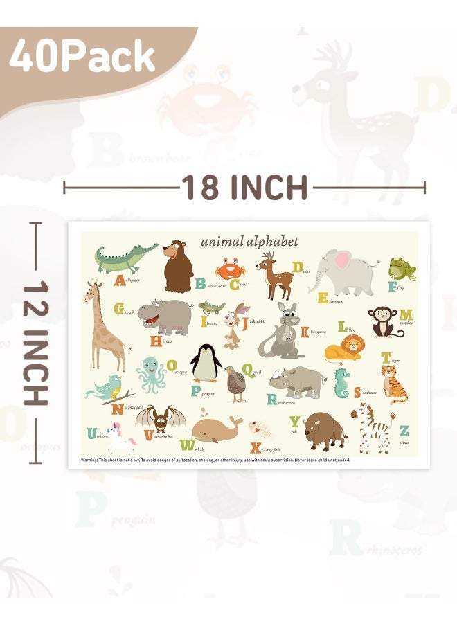 Babebay Disposable Stick-on Placemats 40 Pack for Baby & Kids, Restaurant Table Mats 12