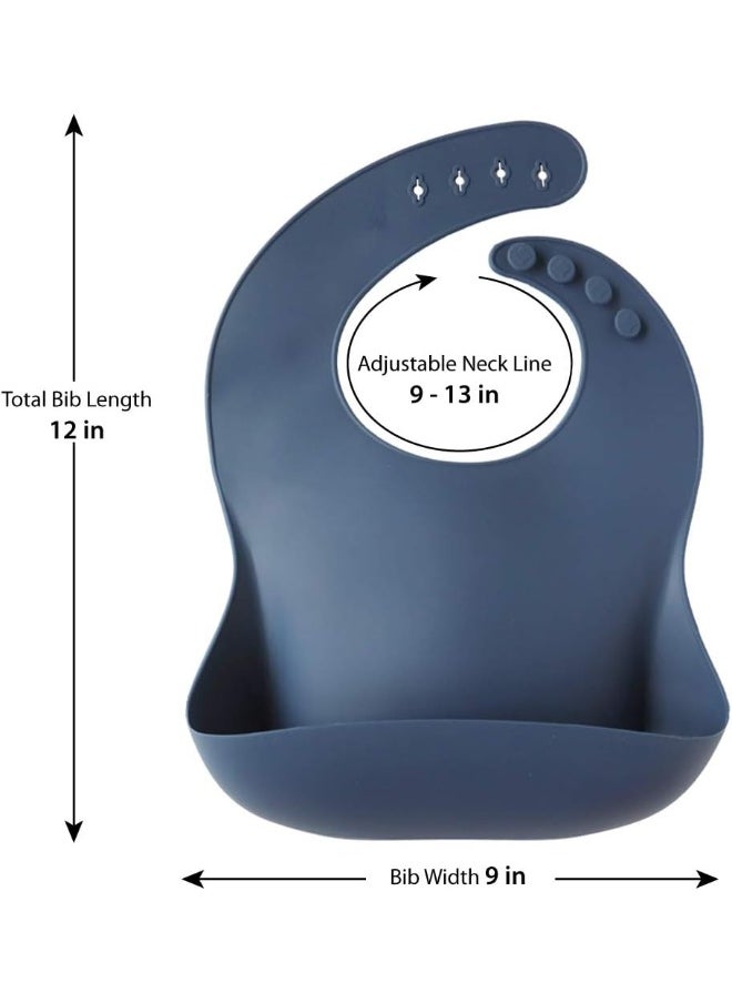 2-Pack Waterproof Silicone Baby Bib Light Weight Comfortable Easy Wipe Clean
