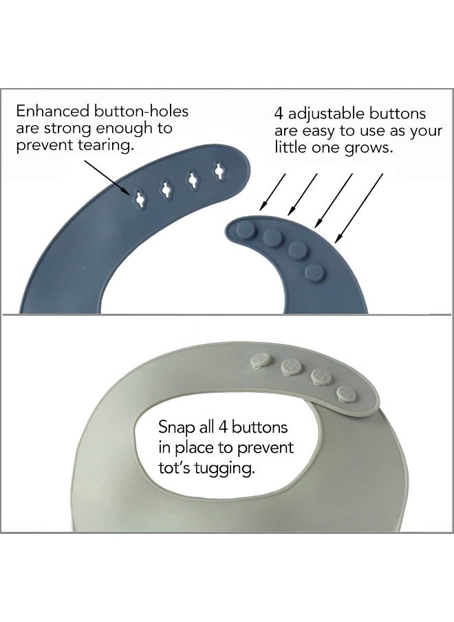 2-Pack Waterproof Silicone Baby Bib Light Weight Comfortable Easy Wipe Clean