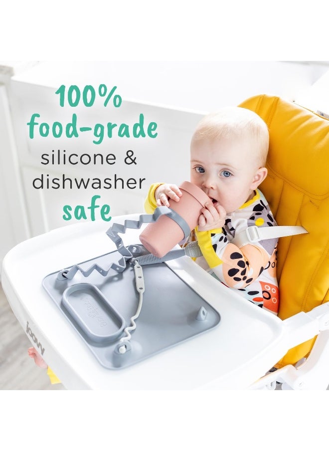 BUSY BABY (4 Tethers, Blue) - Mat Silicone Suction Placemat for Babies & Toddlers