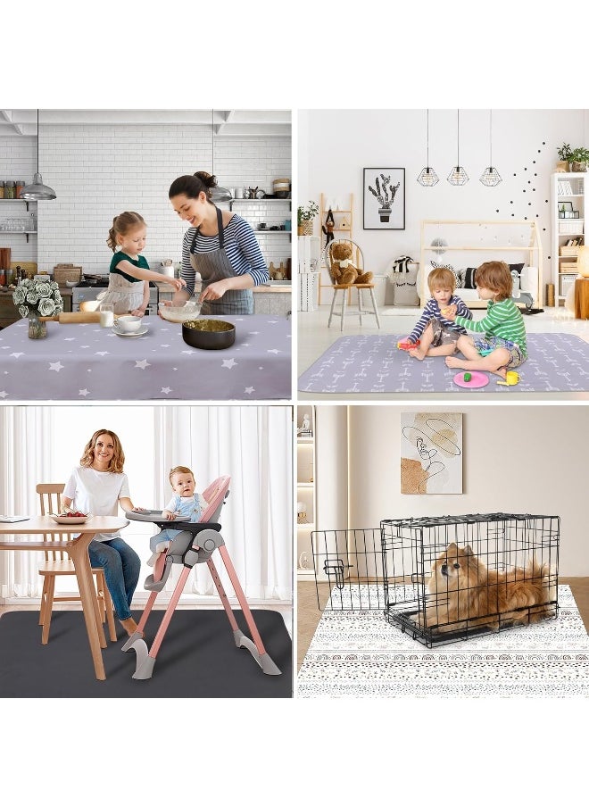 WOMUMON Splat Mat for Under High Chair/Arts/Crafts, Washable Spill Mat Waterproof Anti-Slip Floor Protector Splash Mat, Messy Mat and Table Cloth