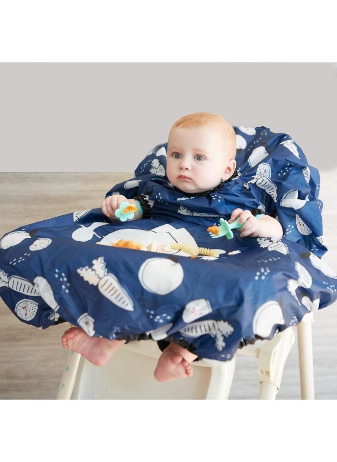 Grabease Allover Waterproof Bib for Self-Feeding Infants and Toddlers, Machine Washable, Ages 6-24 Months, Navy