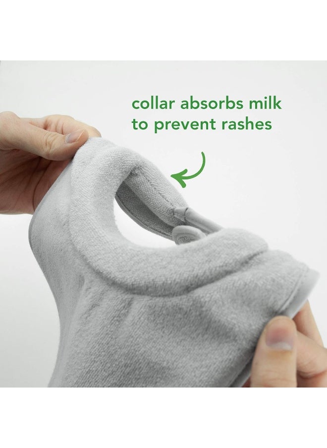 Stay-dry Milk Catcher Bibs (3 Pack) | Collar absorbs milk to prevent rashes | Waterproof inner layer, Absorbent terry cotton, Machine washable