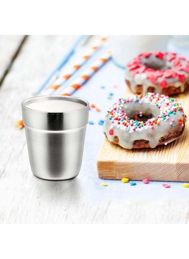 E-far Metal Cups for Kids Baby, 6 Ounce Stainless Steel Insulated Cups for Toddler Children, Training & Transition, Double Wall & Shatterproof, Mirror Polished & Dishwasher Safe - 2 Pack