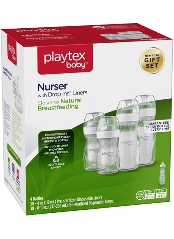 Playtex Baby Nurser Bottle Gift Set with Pre-Sterilized Disposable Drop-Ins Liners