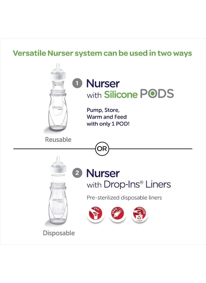 Playtex Baby Nurser Bottle Gift Set with Pre-Sterilized Disposable Drop-Ins Liners