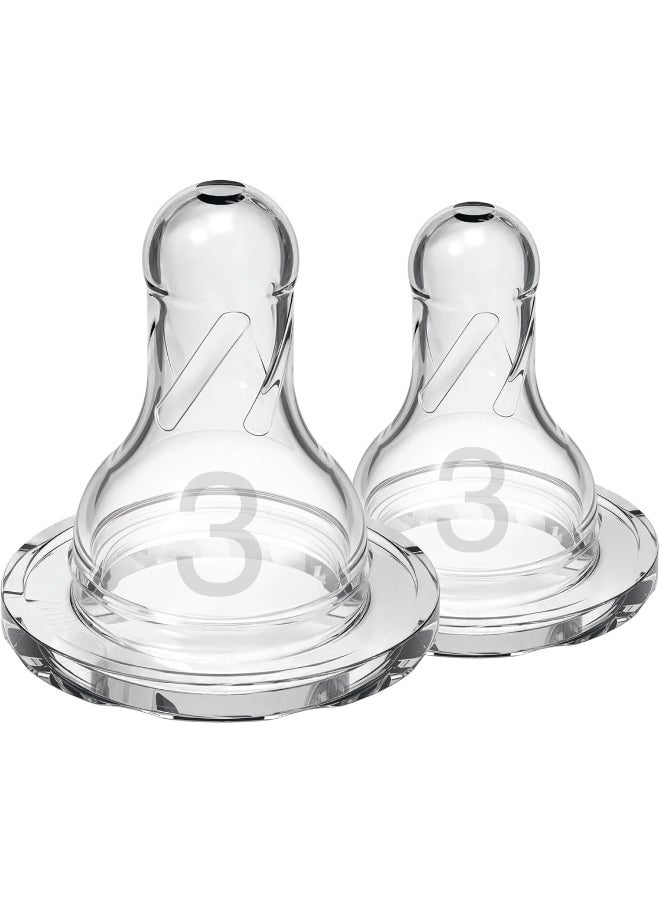 Dr. Brown's Natural Flow Level 3 Narrow Nipple (Clear) - Set of 2