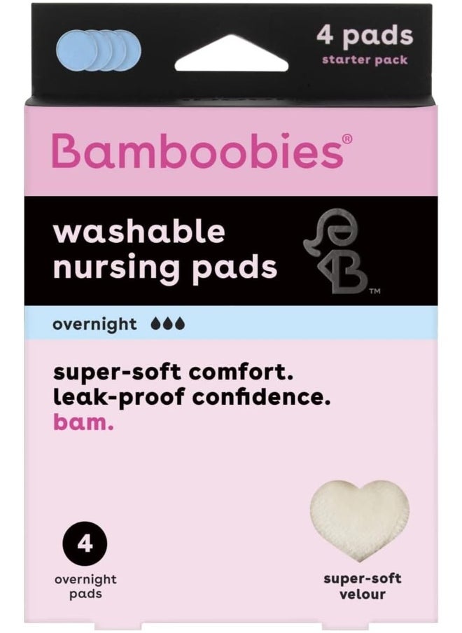 Bam Nursing Pads for Breastfeeding | 2 Overnight Pairs | Reusable & Washable Breast Pads | Ultra-Absorbent Overnight Nursing Pads | Super Soft Rayon Made From Bamboo | Milk Proof Liner, Natural