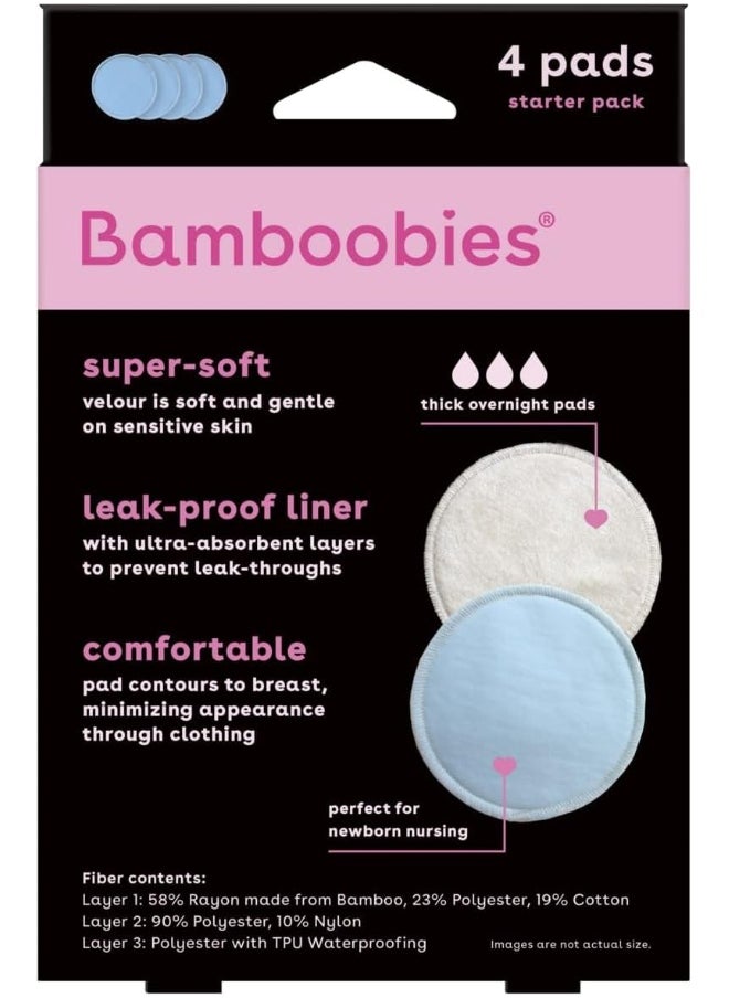 Bam Nursing Pads for Breastfeeding | 2 Overnight Pairs | Reusable & Washable Breast Pads | Ultra-Absorbent Overnight Nursing Pads | Super Soft Rayon Made From Bamboo | Milk Proof Liner, Natural