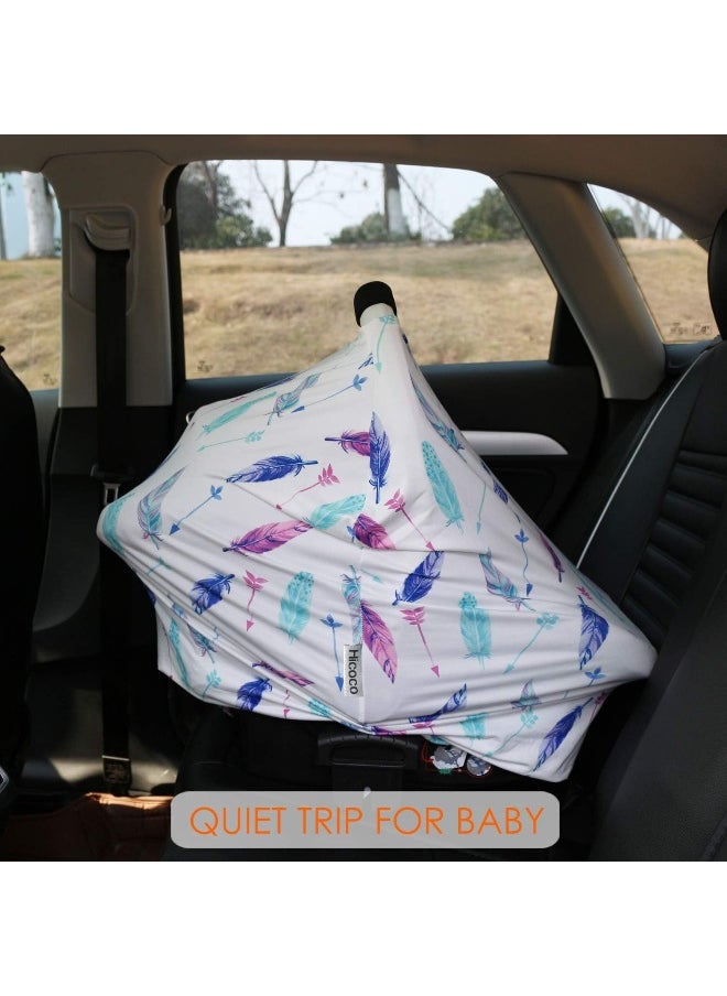 Hicoco Nursing Cover Carseat Canopy - Baby Breastfeeding Cover, Car Seat Covers for Babies, Multi Use Nursing Scarf, Infant Stroller Cover, Boys and Girls Shower Gifts (Feather)