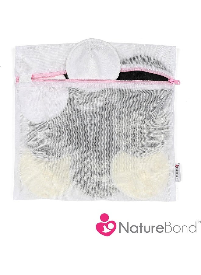 NatureBond Reusable Nursing Pads. Set of 10 Nipple Pads for Breastfeeding, Breathable Breast Pads for Breastfeeding with Wash Bag & Box, Organic Viscose Made from Bamboo