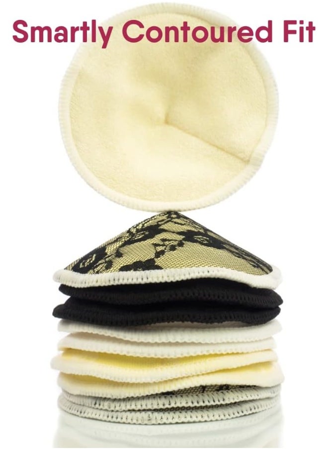 NatureBond Reusable Nursing Pads. Set of 10 Nipple Pads for Breastfeeding, Breathable Breast Pads for Breastfeeding with Wash Bag & Box, Organic Viscose Made from Bamboo