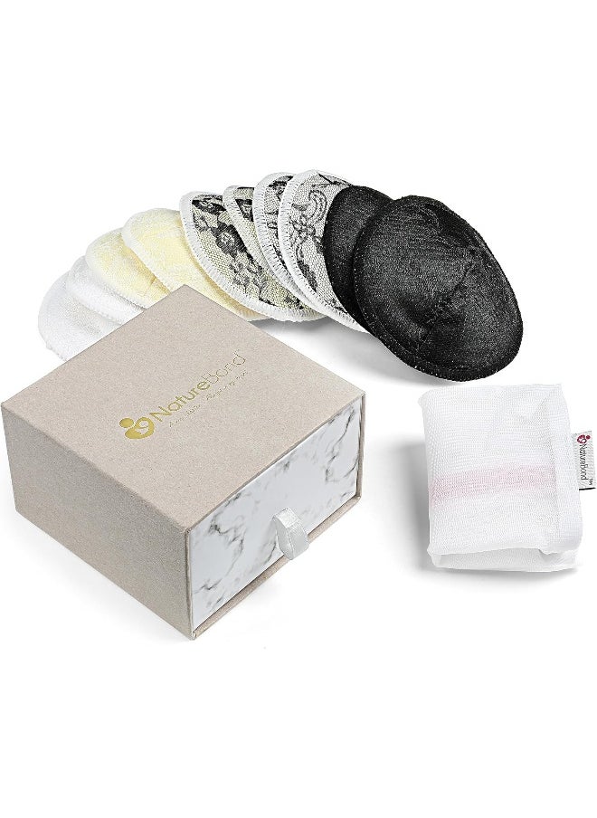 NatureBond Reusable Nursing Pads. Set of 10 Nipple Pads for Breastfeeding, Breathable Breast Pads for Breastfeeding with Wash Bag & Box, Organic Viscose Made from Bamboo