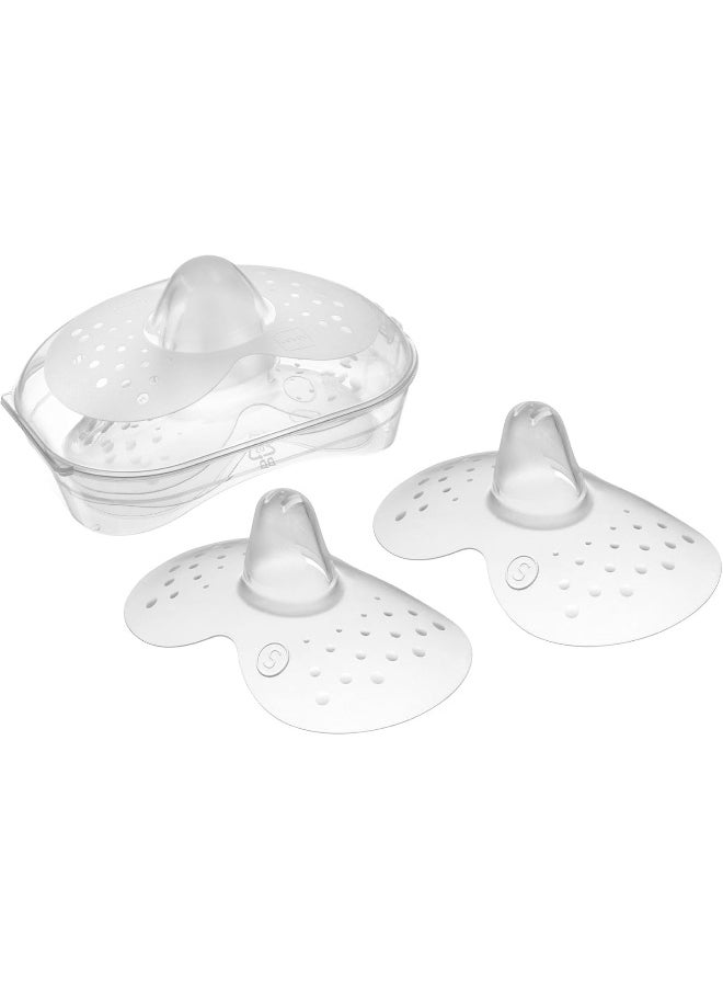 MAM Breastfeeding Shields with Sterilizing Storage Case, Shields for Nursing Newborn, Size 1 Small 17mm, 2-Count, Clear
