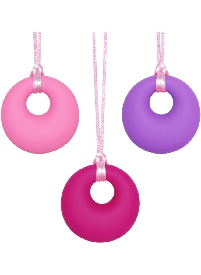 Chew Necklace for Sensory Kids Girls, Chewy Necklace Sensory Chew Toys for Adults with Autism ADHD Anxiety, Silicone Sensory Necklaces for Chewing - 3 Pack