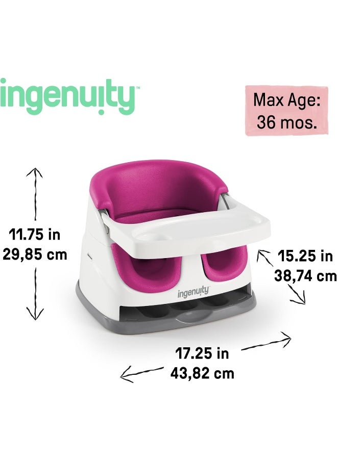 Ingenuity Baby Base 2-in-1 Booster Feeding and Floor Seat, Pink Flambe