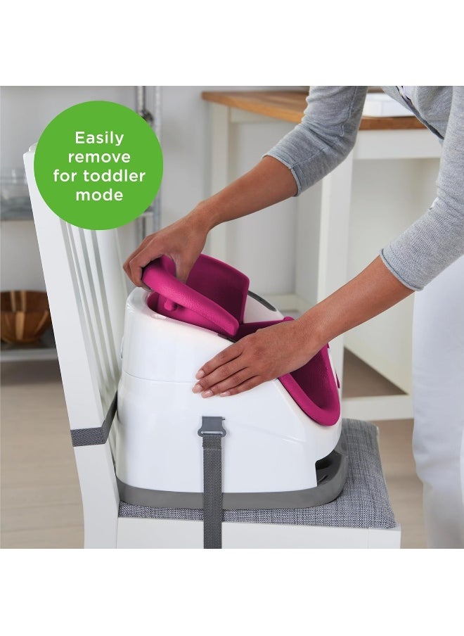Ingenuity Baby Base 2-in-1 Booster Feeding and Floor Seat, Pink Flambe