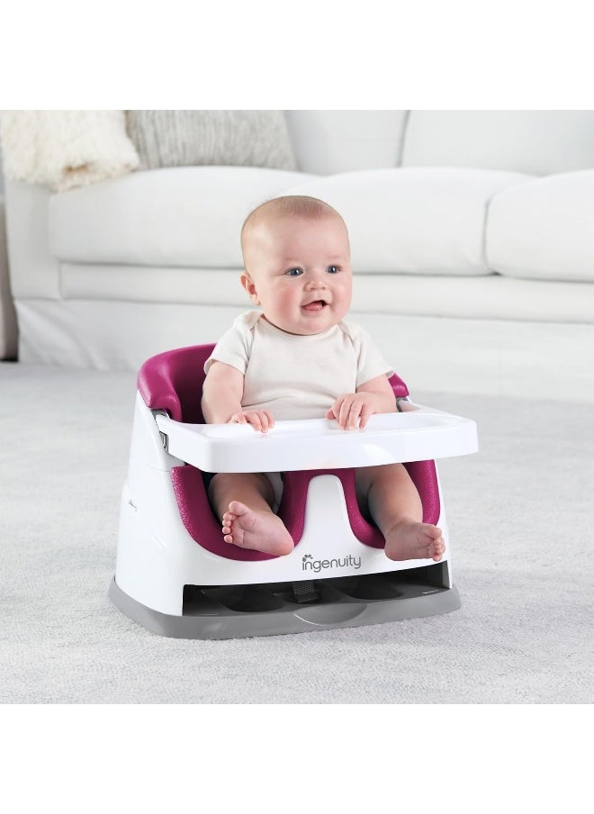 Ingenuity Baby Base 2-in-1 Booster Feeding and Floor Seat, Pink Flambe