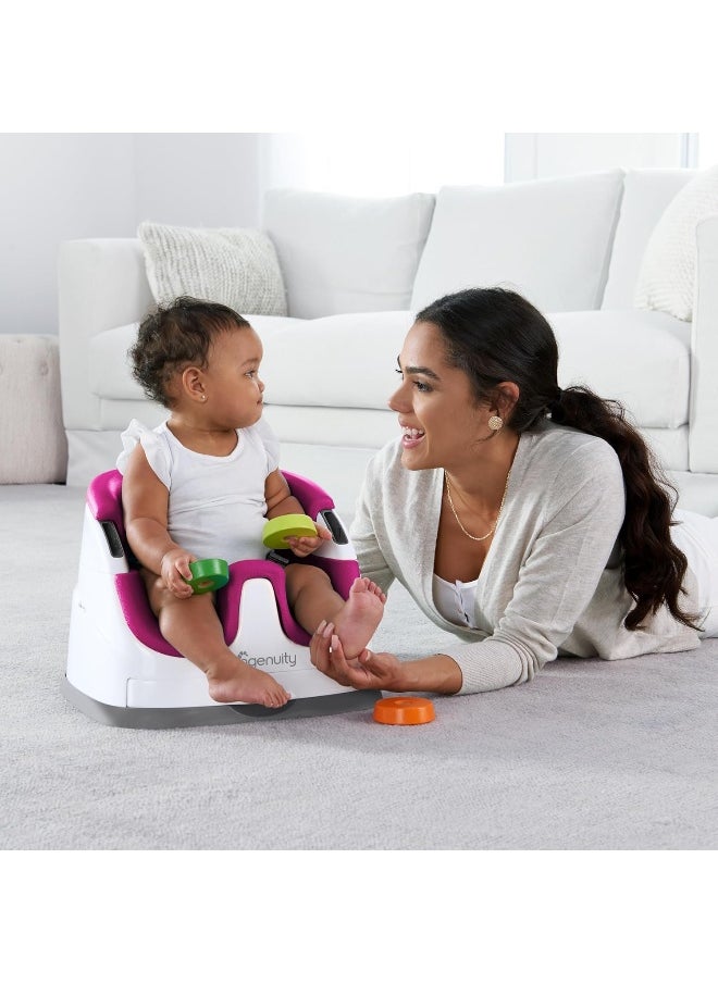 Ingenuity Baby Base 2-in-1 Booster Feeding and Floor Seat, Pink Flambe