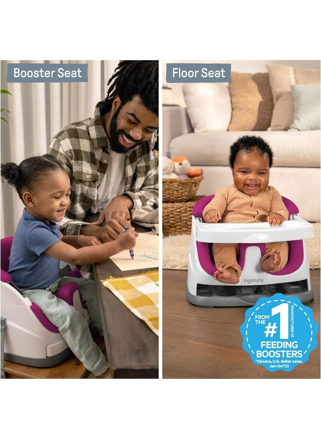Ingenuity Baby Base 2-in-1 Booster Feeding and Floor Seat, Pink Flambe