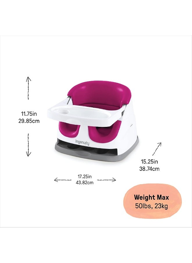 Ingenuity Baby Base 2-in-1 Booster Feeding and Floor Seat, Pink Flambe