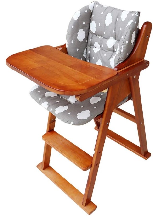 Twoworld Baby High Chair Seat Cushion Liner Mat Pad Cover Resistant and High Chair Straps (5 Point Harness) 1 Suit (Gray Clouds)
