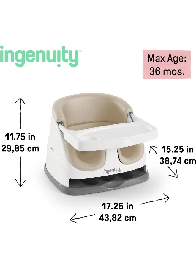 Ingenuity Baby Base 2-in-1 Booster Feeding & Floor Seat with Self-Storing Tray, Cashmere