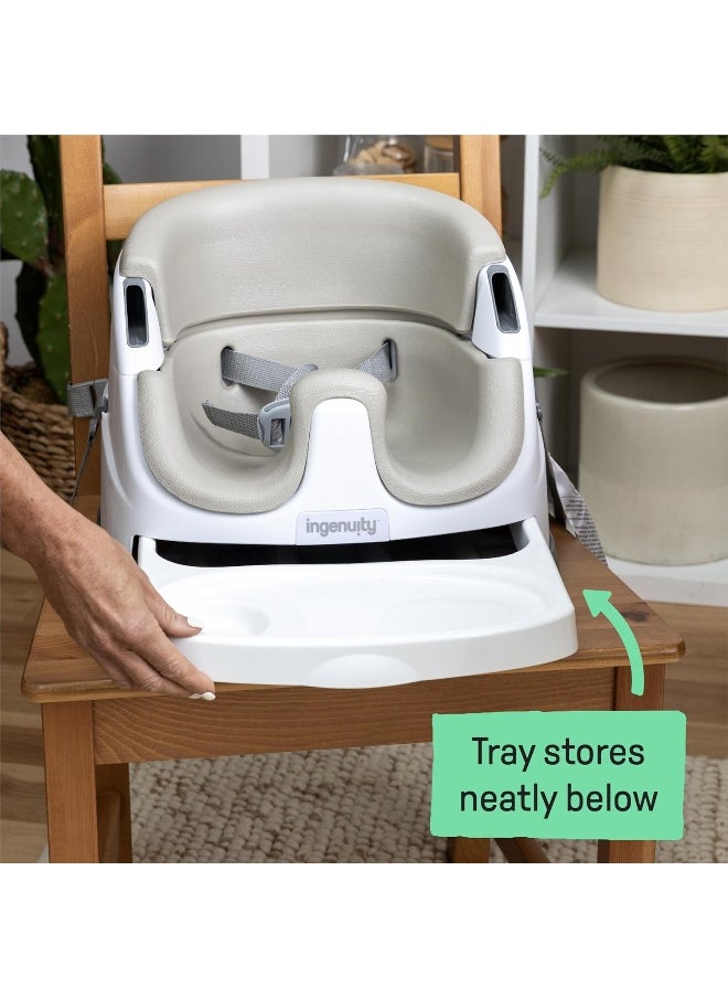 Ingenuity Baby Base 2-in-1 Booster Feeding & Floor Seat with Self-Storing Tray, Cashmere