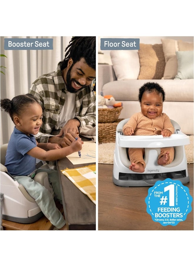 Ingenuity Baby Base 2-in-1 Booster Feeding & Floor Seat with Self-Storing Tray, Cashmere