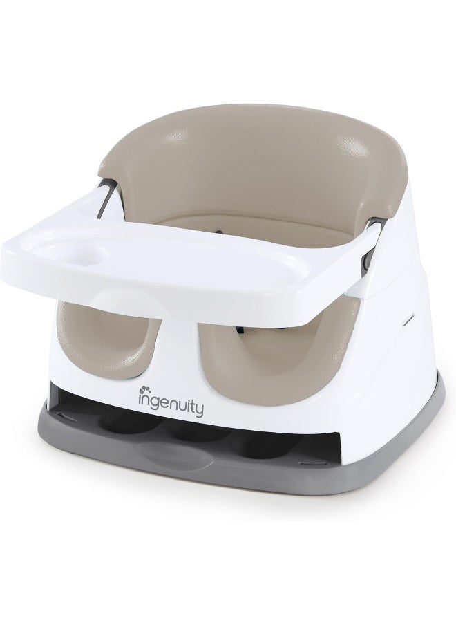 Ingenuity Baby Base 2-in-1 Booster Feeding & Floor Seat with Self-Storing Tray, Cashmere
