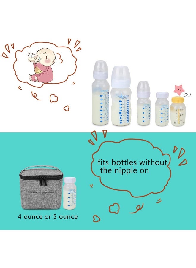 Luxja Breastmilk Cooler Bag (Hold Four 5 Ounce Breastmilk Bottles), Leakproof Breast Milk Cooler for 4 or 5 Ounce Bottles (Bag Only), Gray
