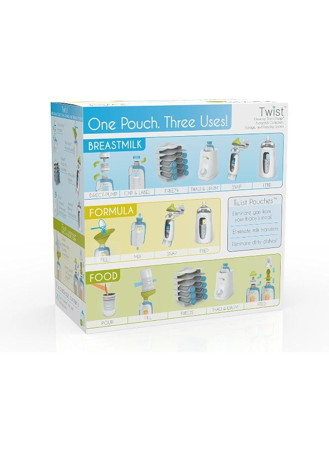 Kiinde Twist Pouch Direct-Pump Direct-Feed Twist Cap Breast Milk Storage Bag for Pumping, Freezing, Heating and Feeding, Pre-Sterilized, Breast Feeding Essentials, 6 Ounce, Pack of 20